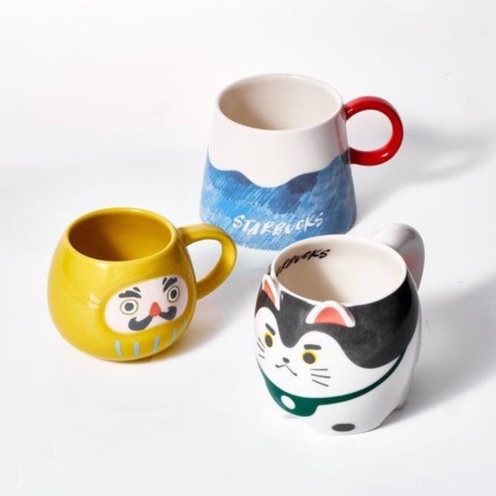 Starbucks RARE exclusive Japan 2024 Summer New Mug Set Mt. Fuji Daruma Komainu
